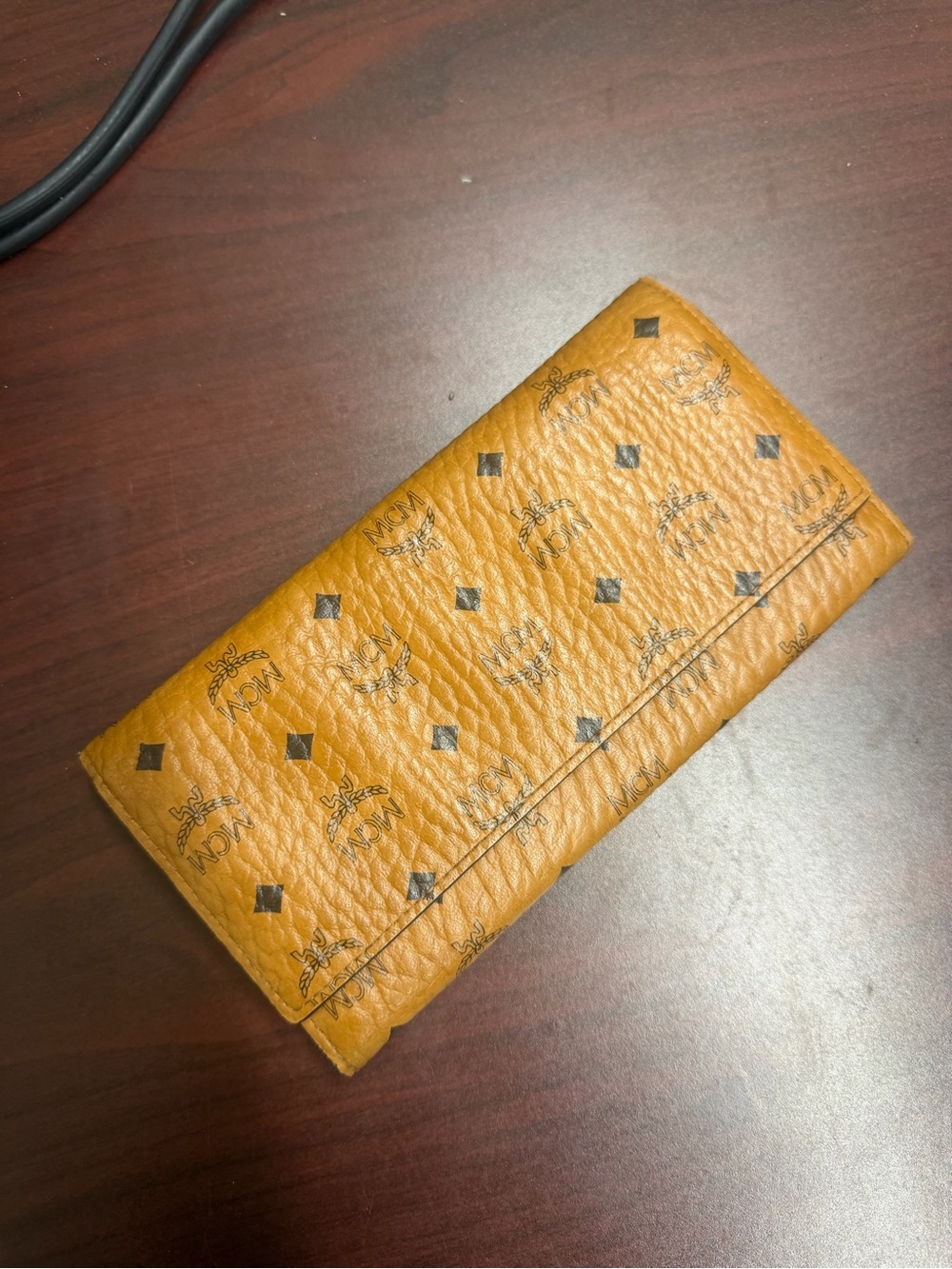 MCM Visetos Continental Wallet - Tan Cognac